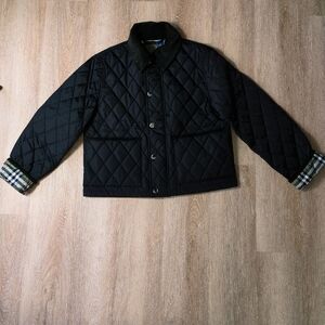 Xmas For Your Wife!! Burberry Black Cropped Quilted Jacket Women's Size Small